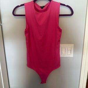 Express Hot Pink High Neck Bodysuit